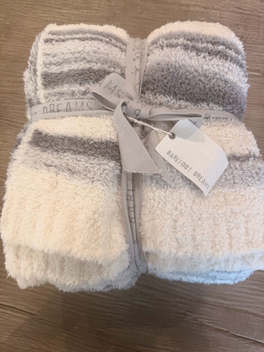 Barefoot Dreams Soft Striped Throw - Cream & Gray